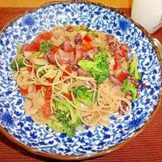 ホタルイカと野菜のお手軽和風パスタ